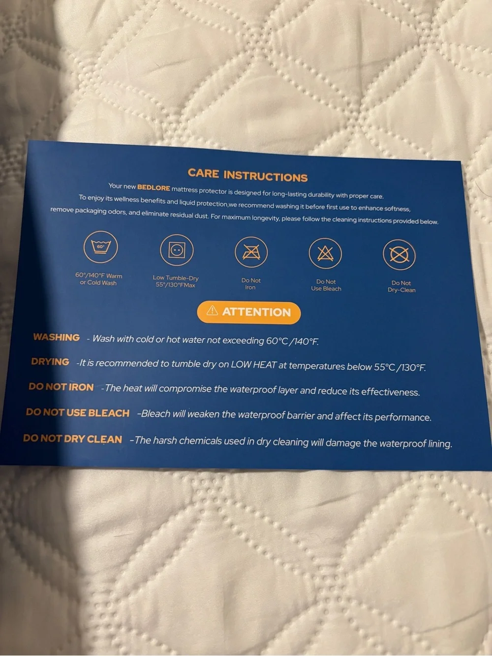 BEDLORE Waterproof Mattress Protector, California King